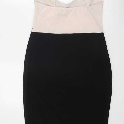 Select Womens Black Colourblock Polyester Bodycon Size 16 V-Neck Pullover