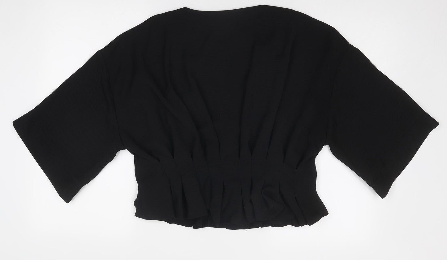 ASOS Womens Black Polyester Basic Blouse Size 14 V-Neck - Pleated Detail