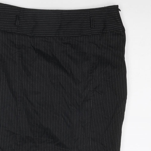 Red Herring Womens Black Striped Cotton A-Line Skirt Size 14 Zip