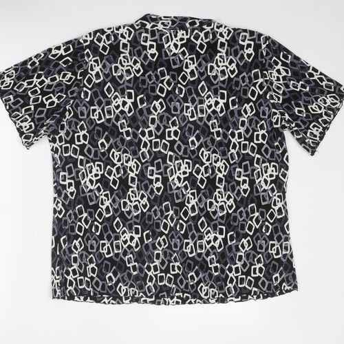 Forever Womens Black Geometric Polyester Basic Blouse Size XL V-Neck - Ring Detail