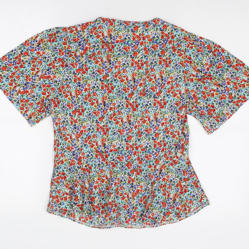 New Look Womens Multicoloured Floral Polyester Basic Blouse Size 8 V-Neck
