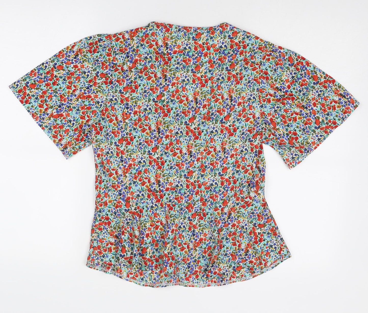 New Look Womens Multicoloured Floral Polyester Basic Blouse Size 8 V-Neck