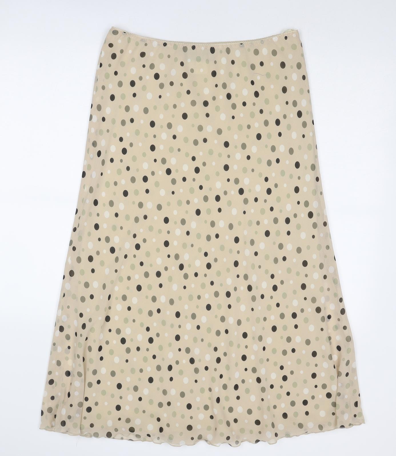 Jacques Vert Womens Beige Polka Dot Polyester A-Line Skirt Size 12