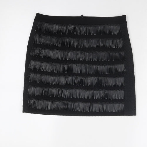 Sisley Womens Black Polyester A-Line Skirt Size 30 in Zip