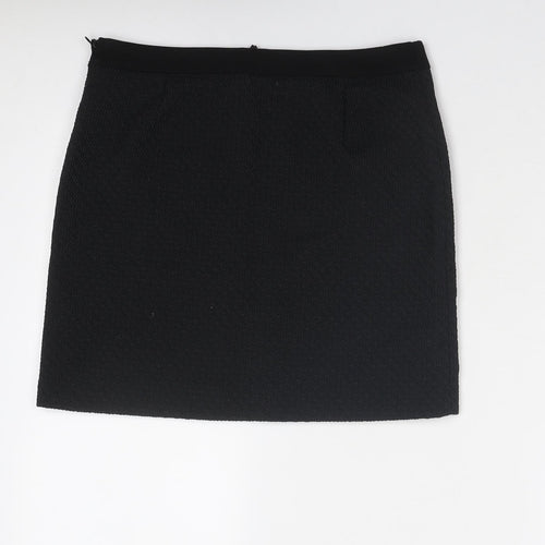 Sisley Womens Black Polyester A-Line Skirt Size 30 in Zip