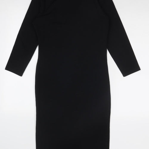 I SAW IT FIRST Womens Black Polyester A-Line Size 12 Round Neck Pullover
