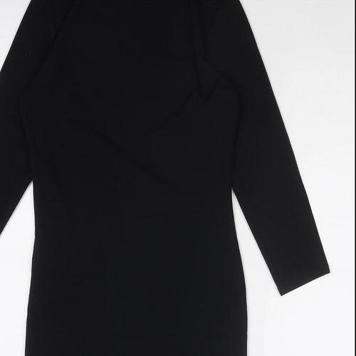I SAW IT FIRST Womens Black Polyester A-Line Size 12 Round Neck Pullover