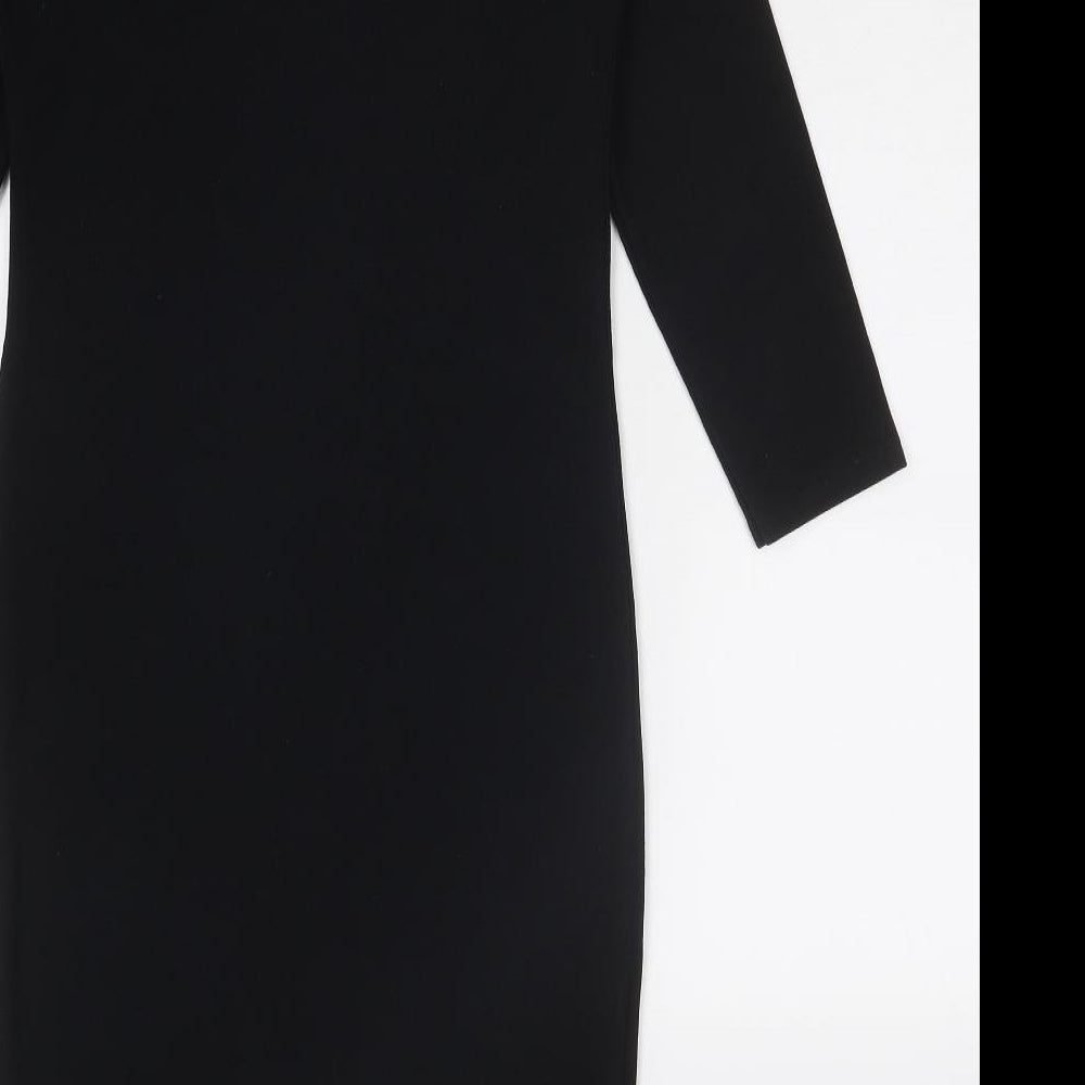 I SAW IT FIRST Womens Black Polyester A-Line Size 12 Round Neck Pullover