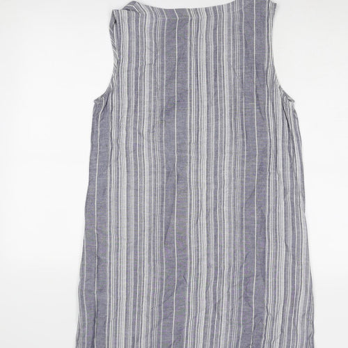 Roman Womens Blue Striped Viscose A-Line Size 14 V-Neck Pullover
