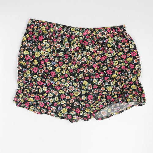 New Look Womens Multicoloured Floral Viscose Basic Shorts Size 14 Regular Pull On