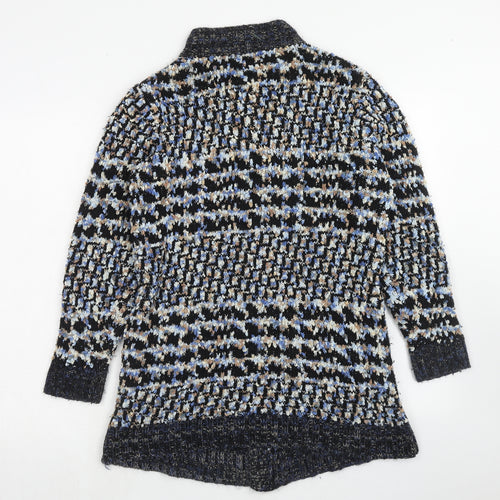 Anonymous Womens Blue Round Neck Geometric Acrylic Cardigan Jumper Size M
