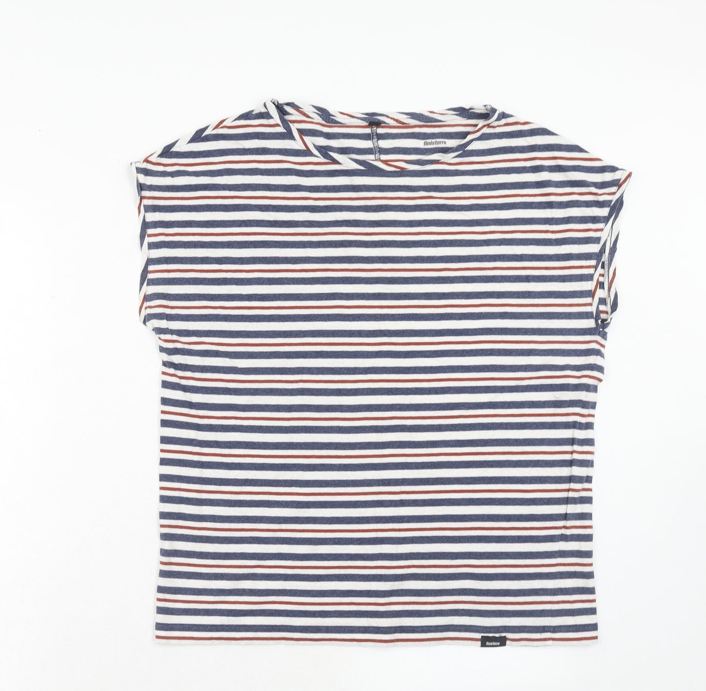 Finisterre Womens Multicoloured Striped Cotton Basic T-Shirt Size 12 Boat Neck