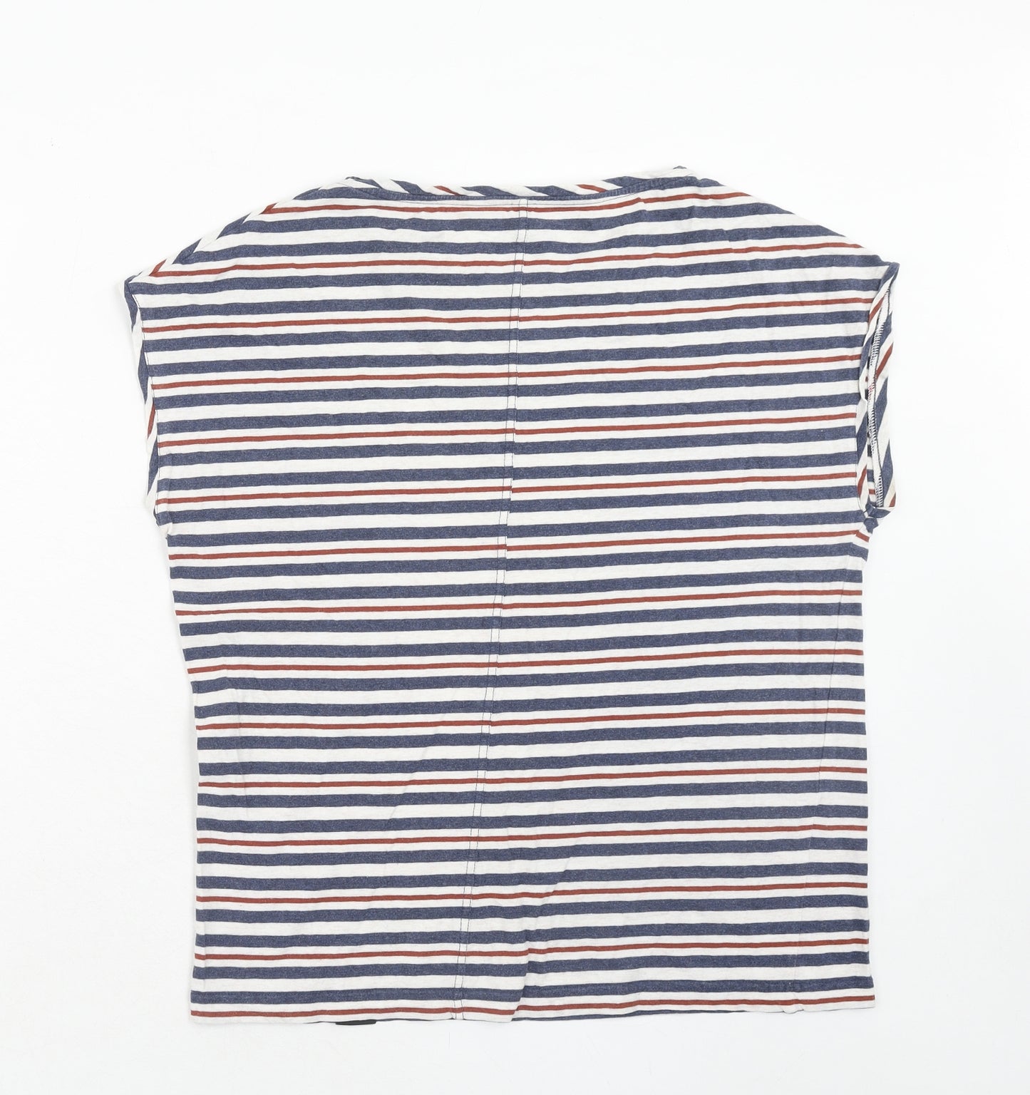 Finisterre Womens Multicoloured Striped Cotton Basic T-Shirt Size 12 Boat Neck