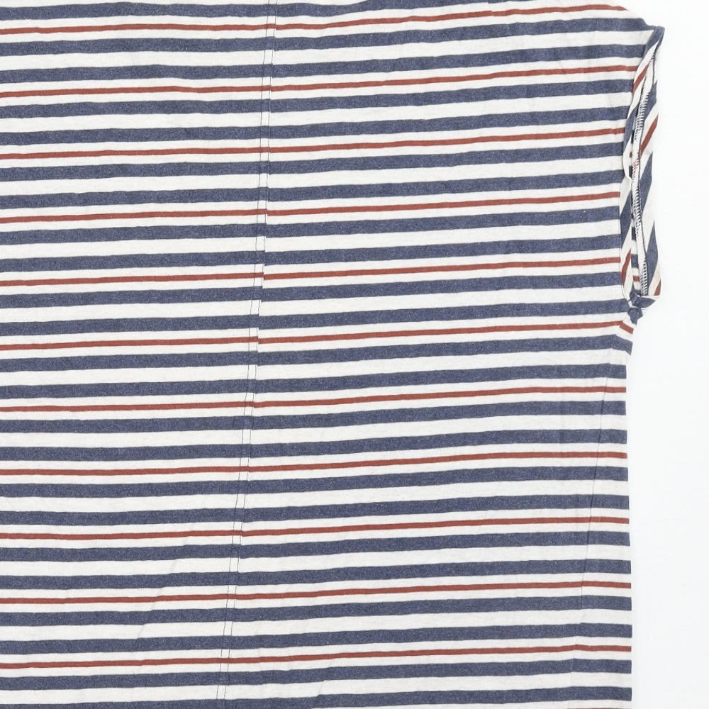 Finisterre Womens Multicoloured Striped Cotton Basic T-Shirt Size 12 Boat Neck