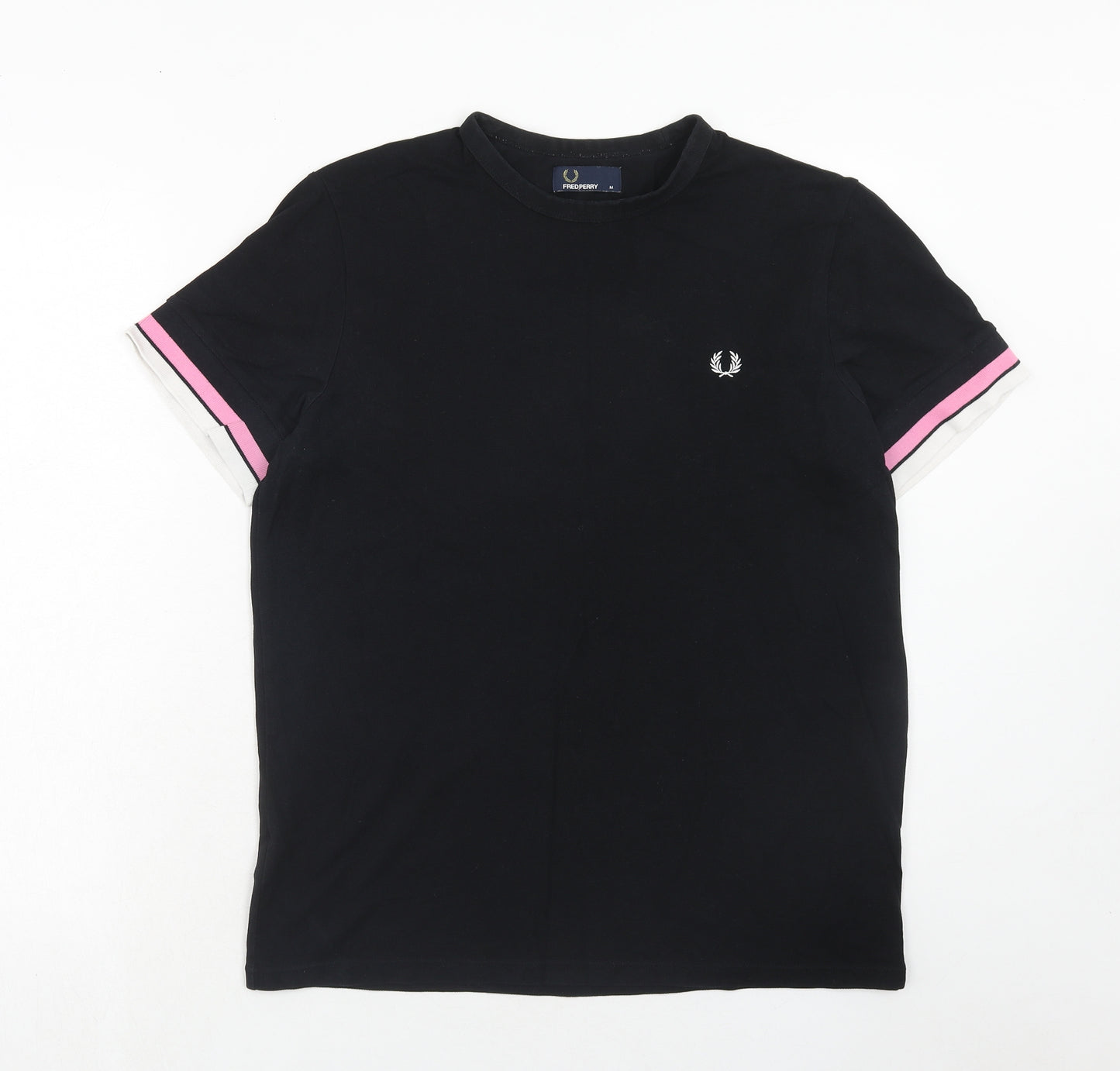 Fred Perry Mens Black Cotton T-Shirt Size M Crew Neck