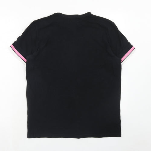 Fred Perry Mens Black Cotton T-Shirt Size M Crew Neck