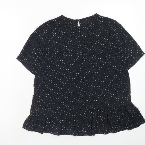 Topshop Womens Black Geometric Polyester Basic Blouse Size 8 Round Neck - Star Print
