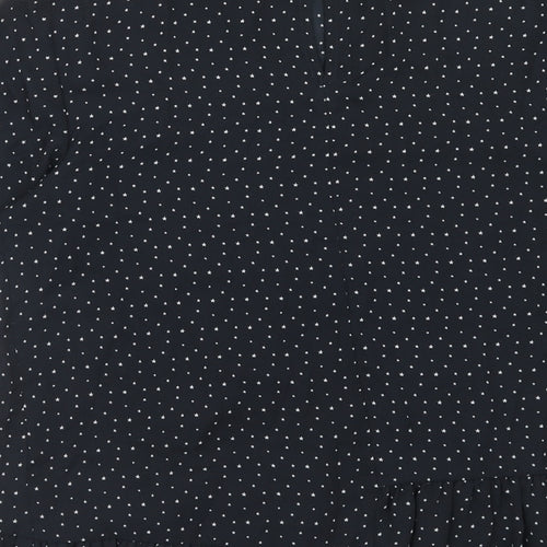 Topshop Womens Black Geometric Polyester Basic Blouse Size 8 Round Neck - Star Print