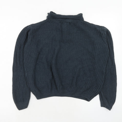 River Island Boys Blue Mock Neck Acrylic Pullover Jumper Size 12 Years Zip
