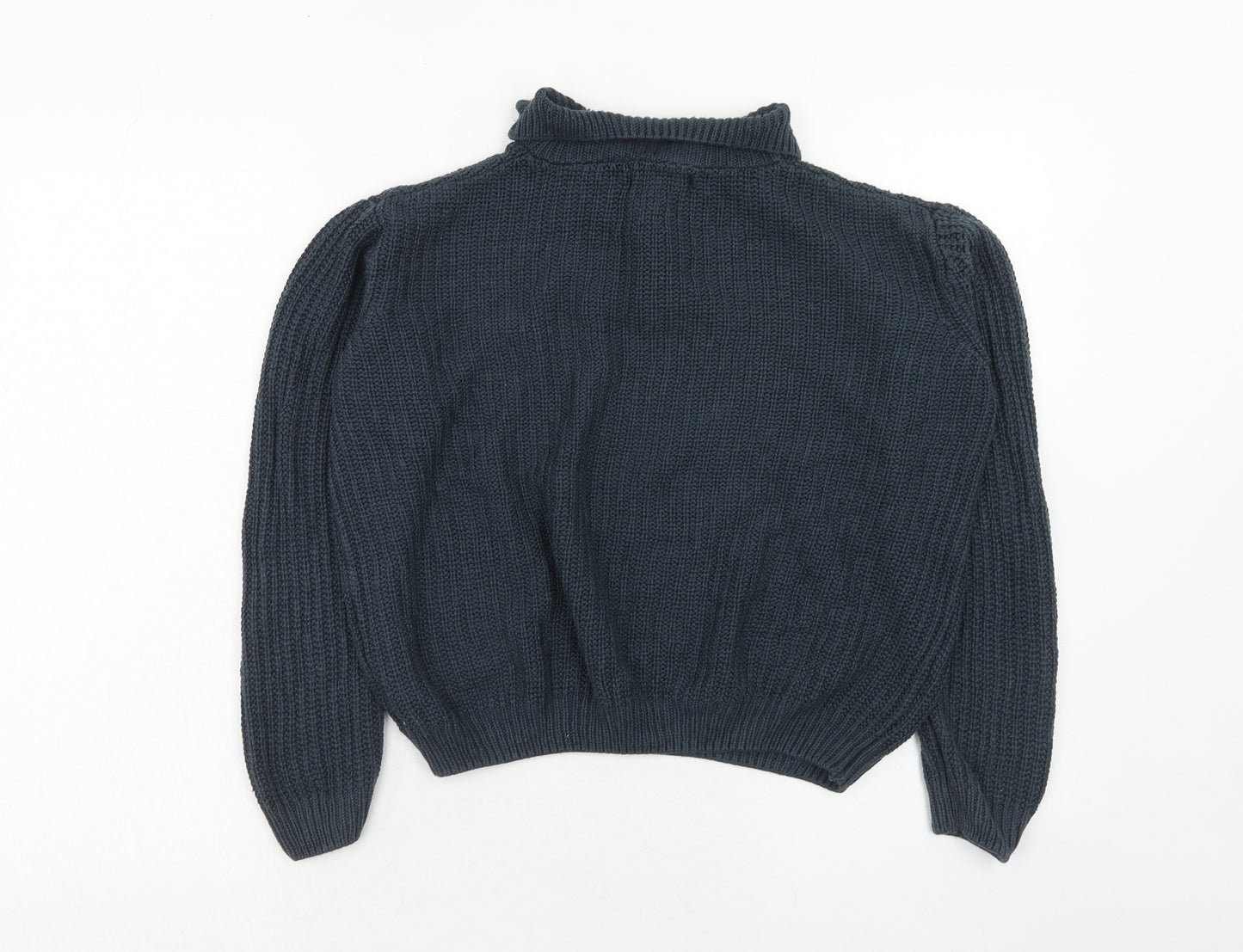 River Island Boys Blue Mock Neck Acrylic Pullover Jumper Size 12 Years Zip