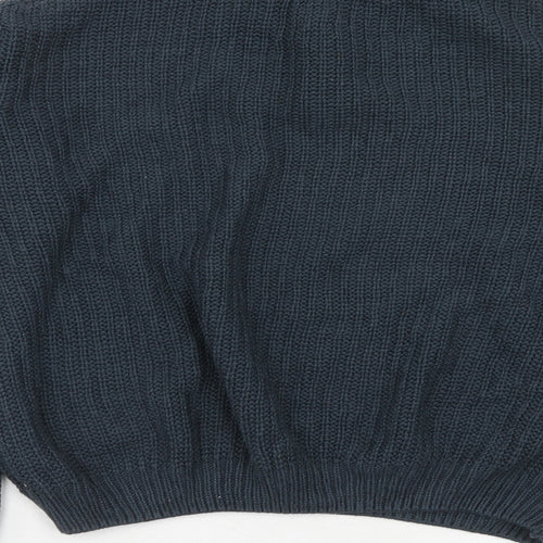 River Island Boys Blue Mock Neck Acrylic Pullover Jumper Size 12 Years Zip