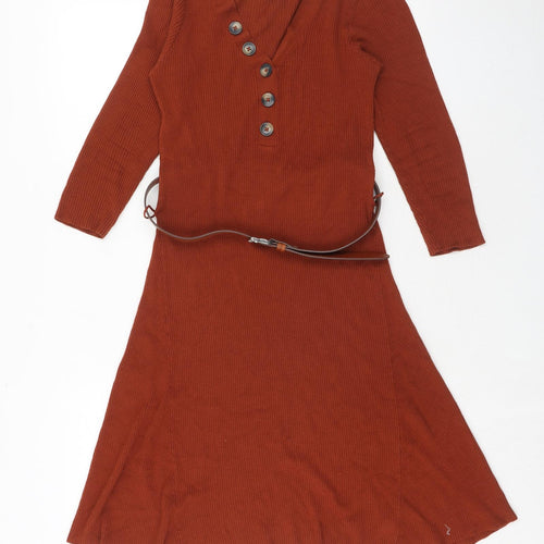 NEXT Womens Brown Viscose A-Line Size 14 V-Neck Pullover