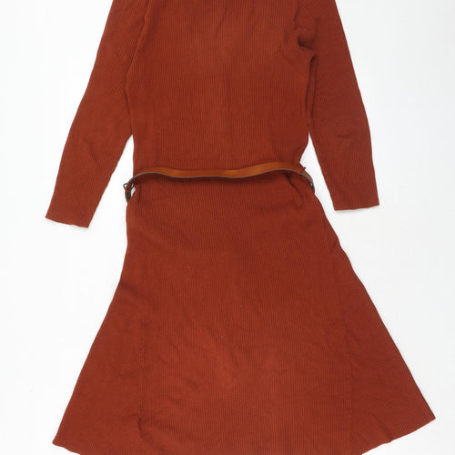 NEXT Womens Brown Viscose A-Line Size 14 V-Neck Pullover