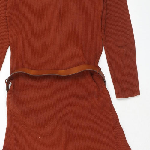 NEXT Womens Brown Viscose A-Line Size 14 V-Neck Pullover