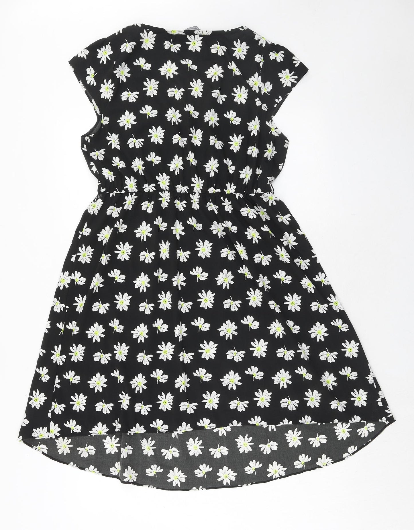 New Look Womens Black Floral Polyester A-Line Size 14 Round Neck Pullover