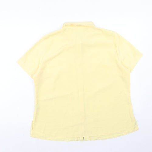 Michele Gold Womens Yellow Polyester Basic Button-Up Size 20 Collared