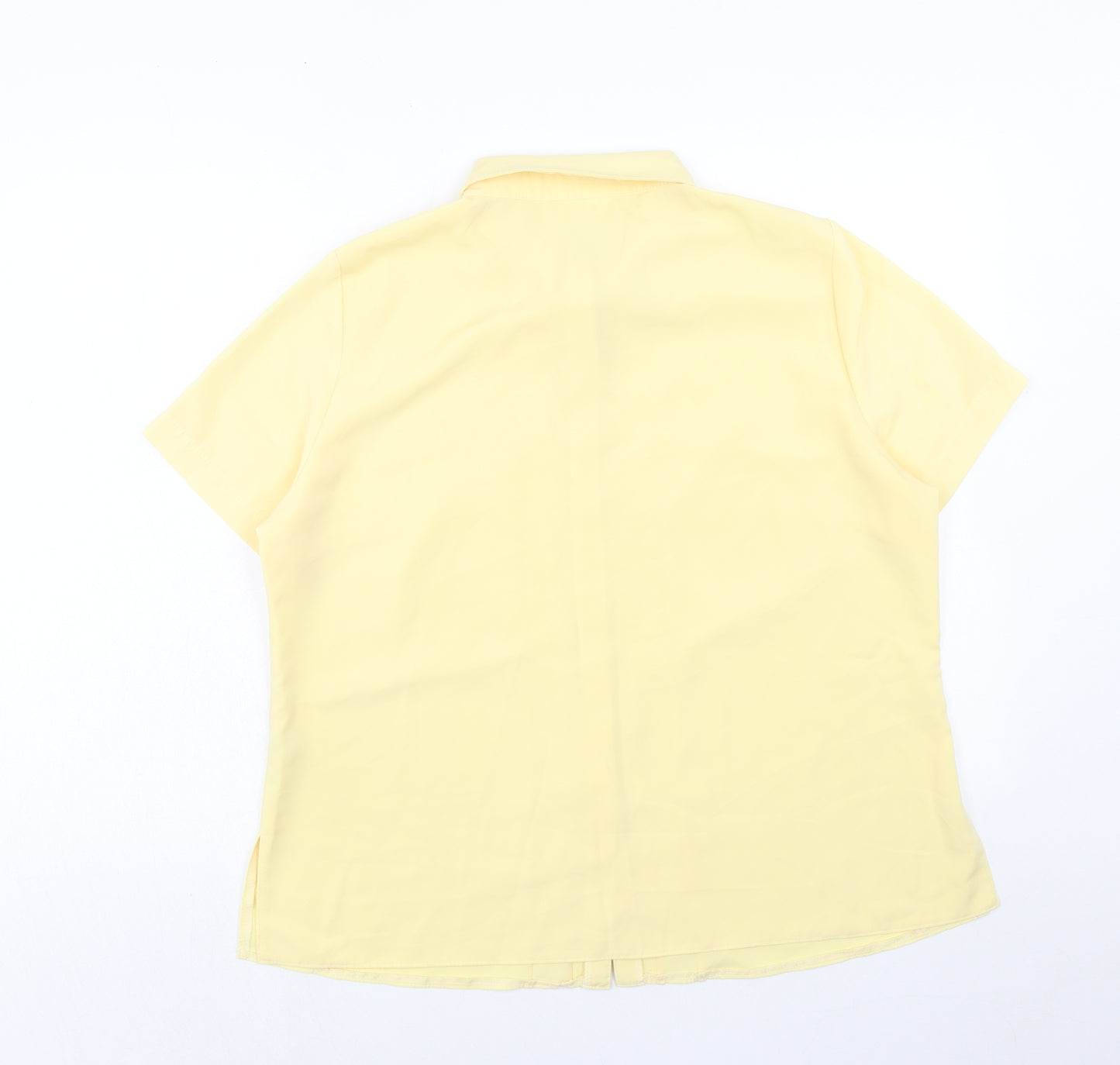 Michele Gold Womens Yellow Polyester Basic Button-Up Size 20 Collared