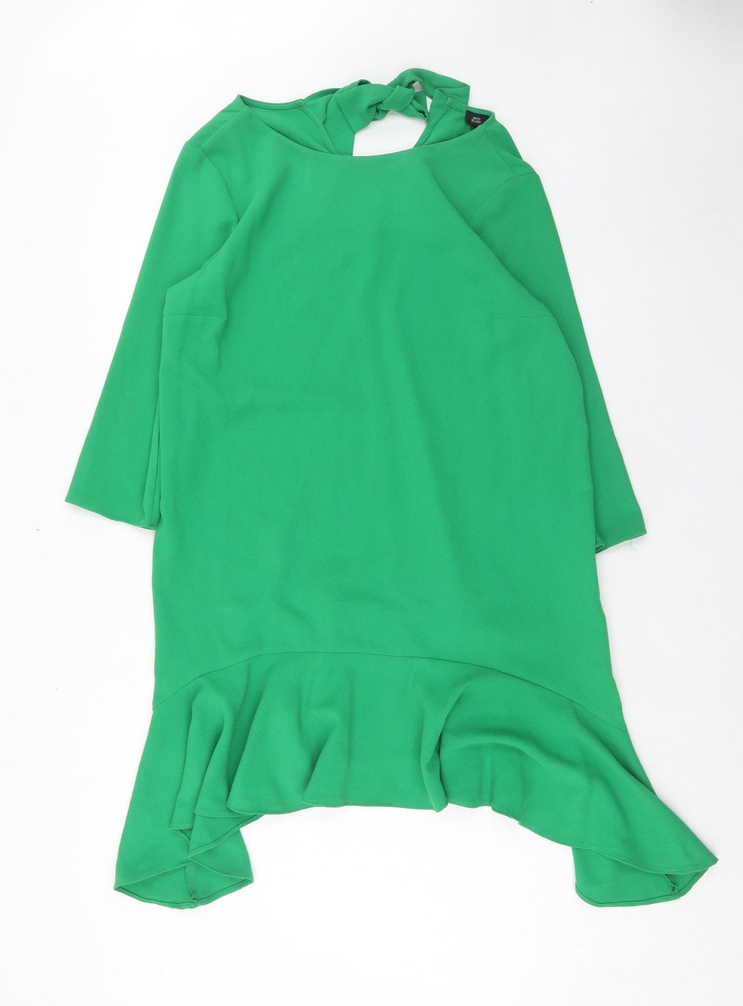 River Island Womens Green Polyester A-Line Size 16 Round Neck Tie