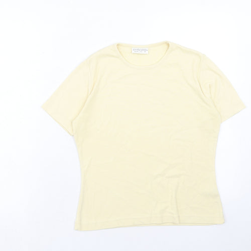 Dorothy Perkins Womens Yellow Polyester Basic T-Shirt Size 14 Round Neck
