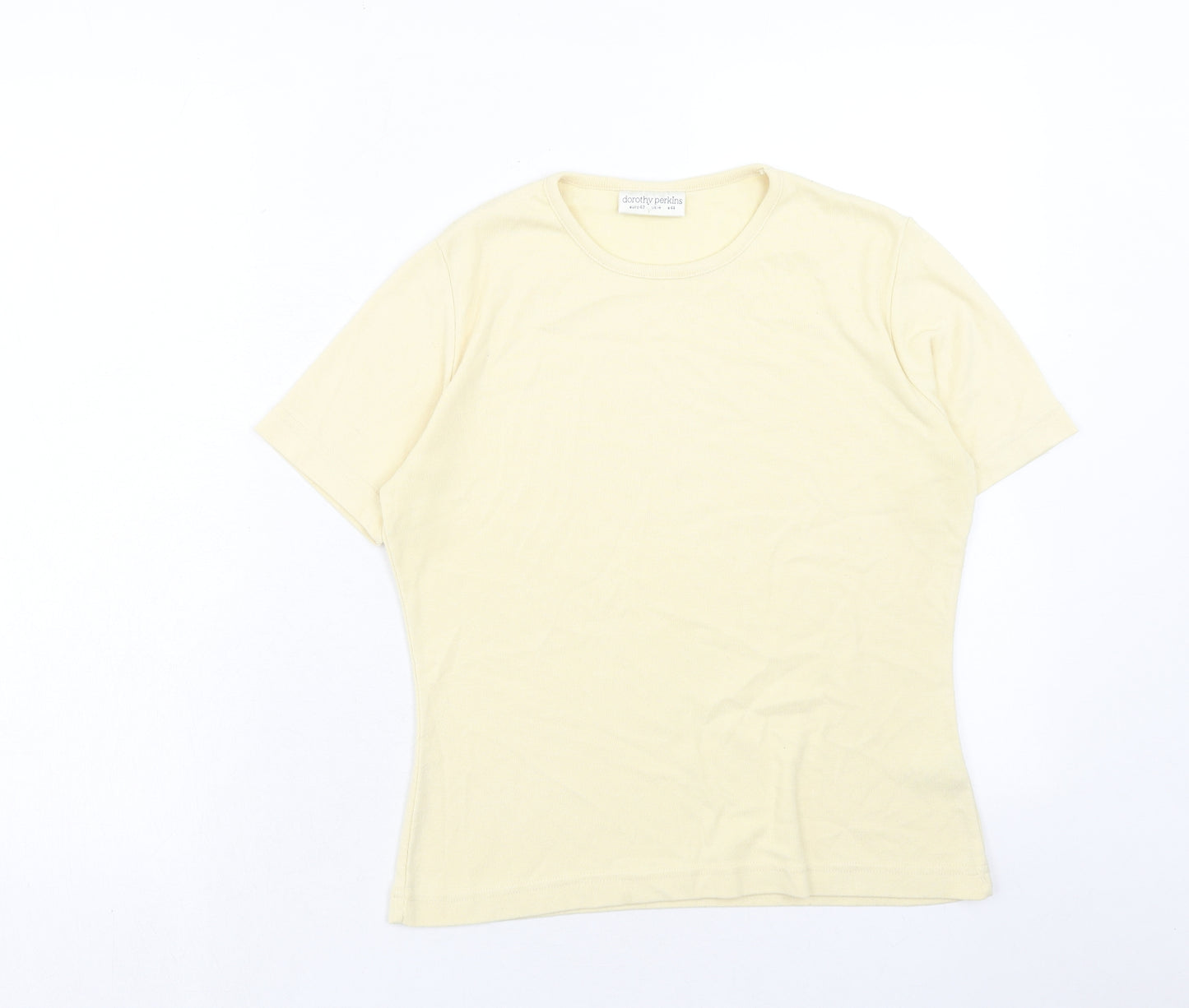 Dorothy Perkins Womens Yellow Polyester Basic T-Shirt Size 14 Round Neck