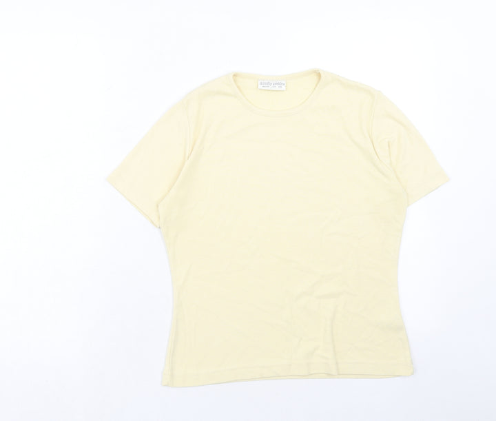 Dorothy Perkins Womens Yellow Polyester Basic T-Shirt Size 14 Round Neck
