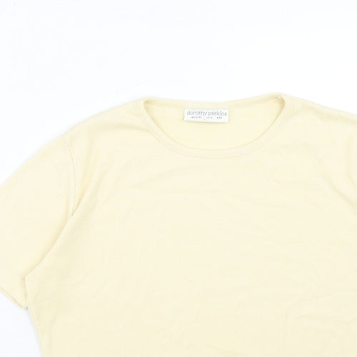 Dorothy Perkins Womens Yellow Polyester Basic T-Shirt Size 14 Round Neck