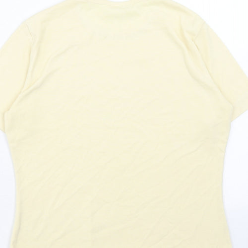 Dorothy Perkins Womens Yellow Polyester Basic T-Shirt Size 14 Round Neck