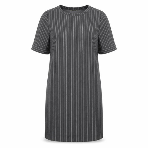 Fame and Dilancy Womens Grey Striped Polyester T-Shirt Dress Size XL Round Neck Pullover