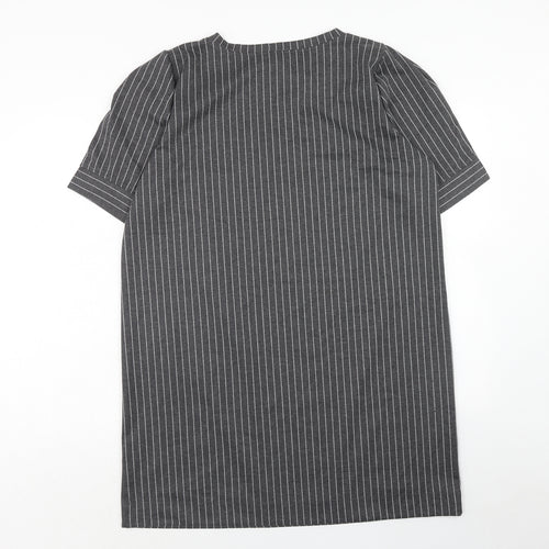 Fame and Dilancy Womens Grey Striped Polyester T-Shirt Dress Size XL Round Neck Pullover