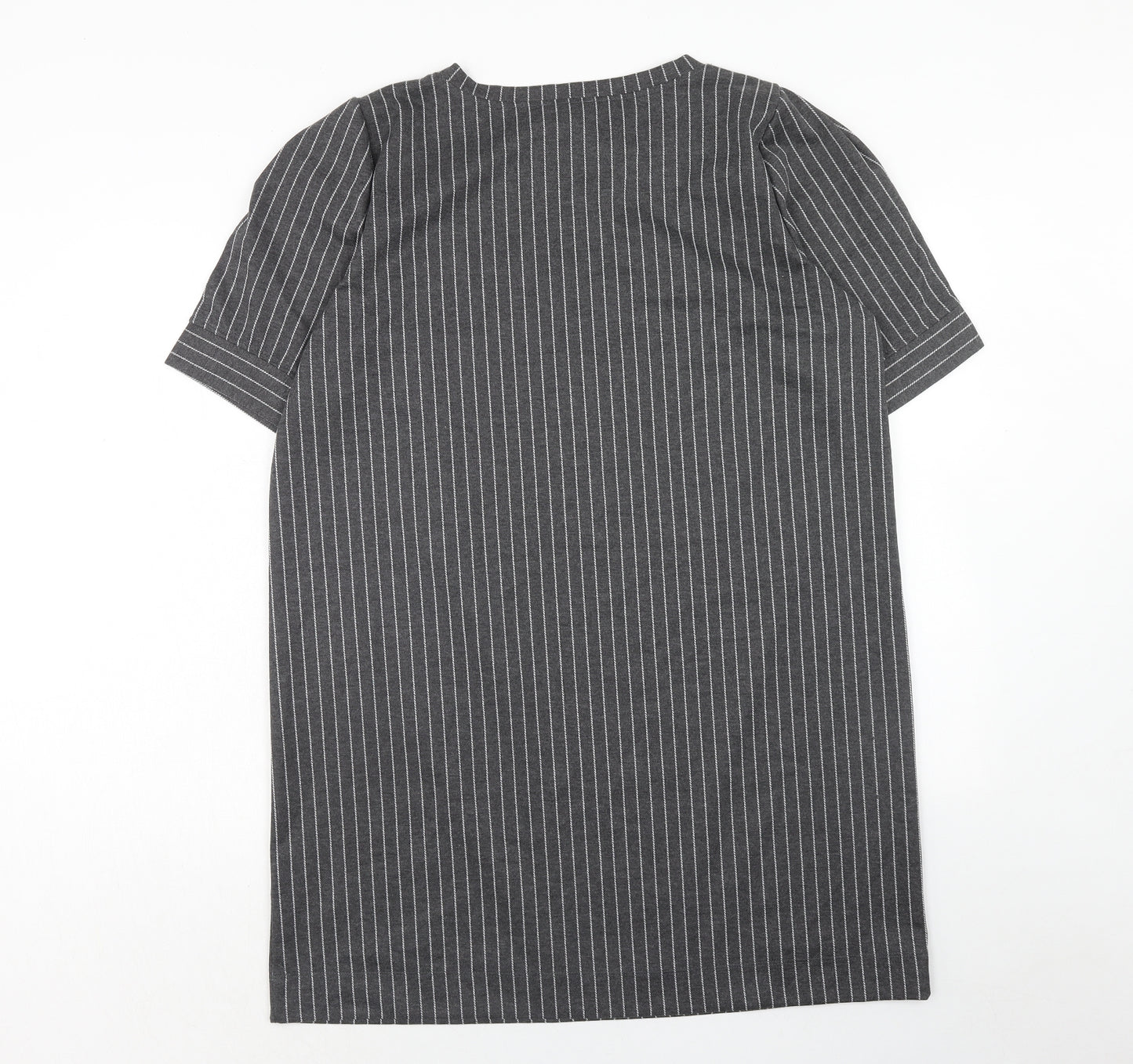 Fame and Dilancy Womens Grey Striped Polyester T-Shirt Dress Size XL Round Neck Pullover