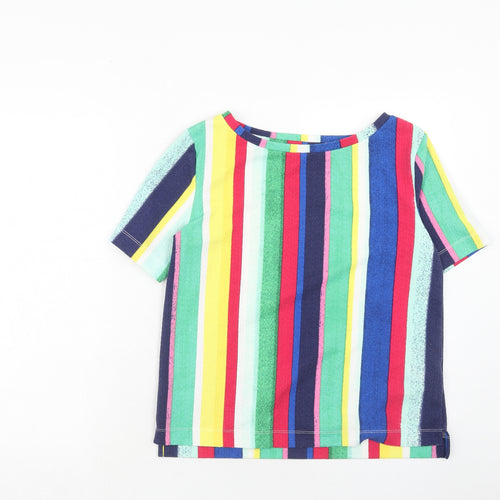 Marks and Spencer Womens Multicoloured Striped Polyester Basic Blouse Size 10 Round Neck