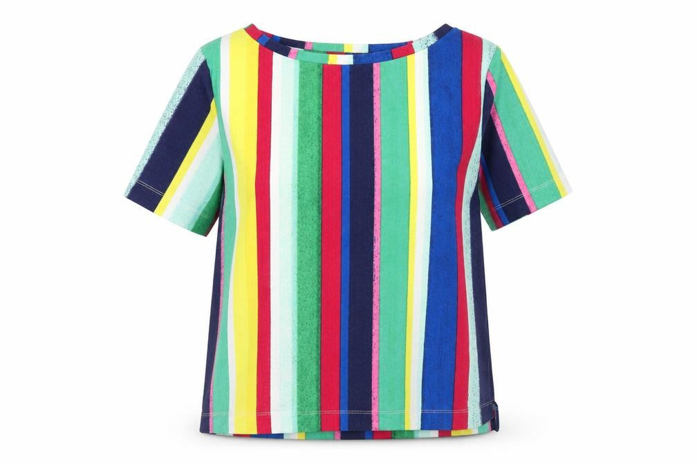 Marks & Spencer Womens Multicoloured Striped Polyester Basic Blouse Size 10 Round Neck