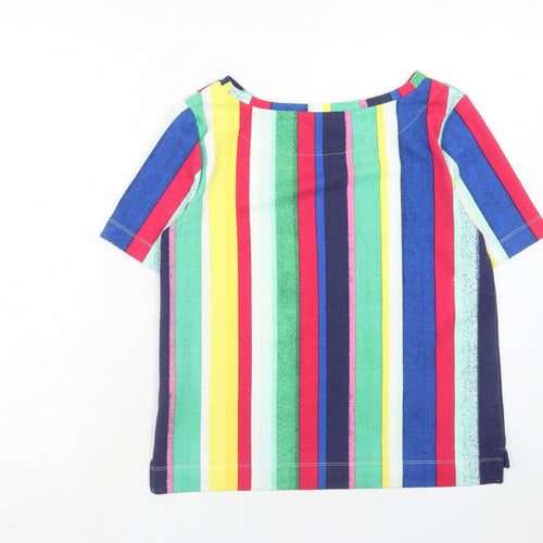 Marks and Spencer Womens Multicoloured Striped Polyester Basic Blouse Size 10 Round Neck