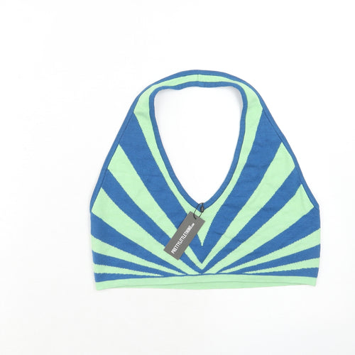 PRETTYLITTLETHING Womens Multicoloured Geometric Polyester Cropped Tank Size L Halter