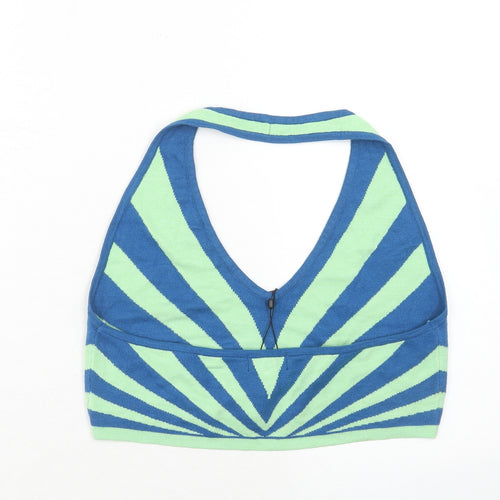 PRETTYLITTLETHING Womens Multicoloured Geometric Polyester Cropped Tank Size L Halter
