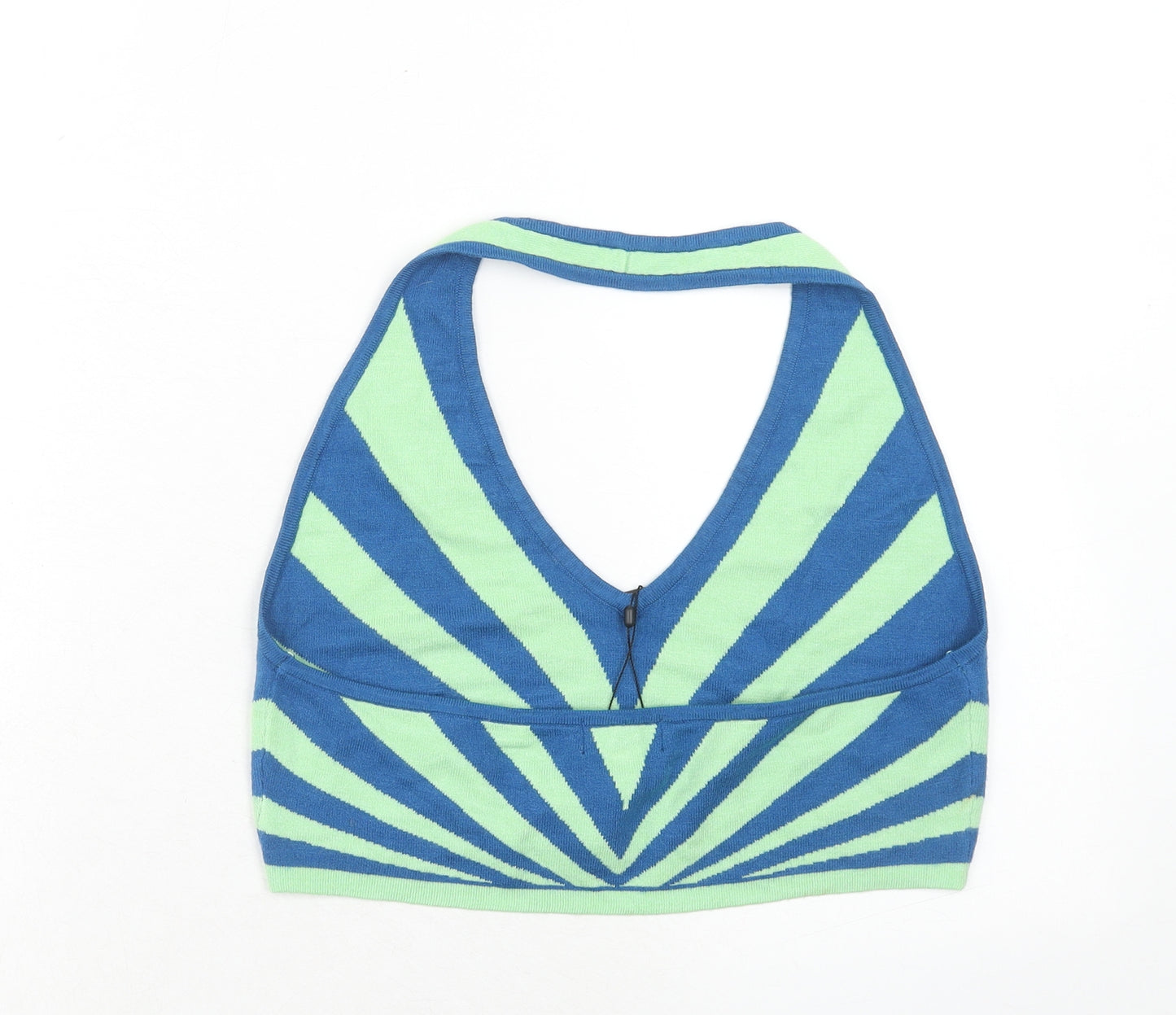 PRETTYLITTLETHING Womens Multicoloured Geometric Polyester Cropped Tank Size L Halter