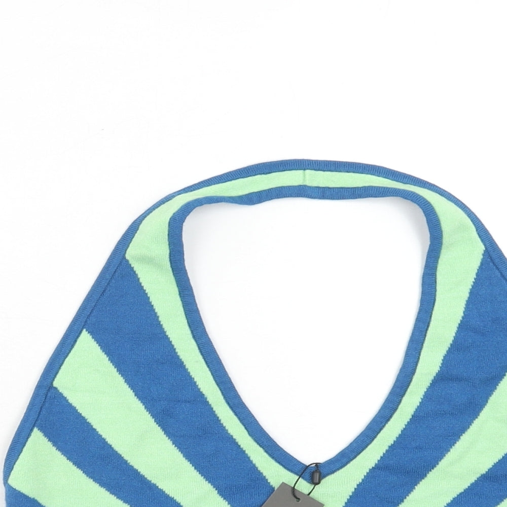 PRETTYLITTLETHING Womens Multicoloured Geometric Polyester Cropped Tank Size L Halter