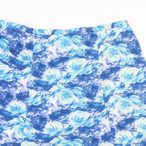 EWM Womens Blue Floral Polyester Swing Skirt Size 16