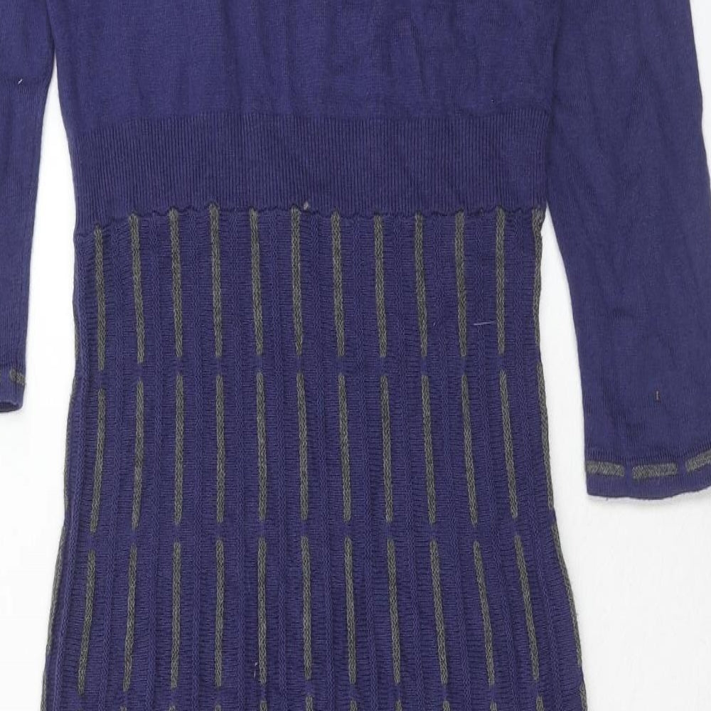 Per Una Womens Blue Viscose A-Line Size 12 Round Neck Pullover