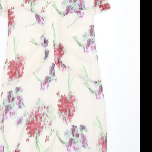 Hope & Ivy Womens Ivory Floral Polyester Shift Size 8 Round Neck Zip